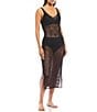 Color:Black - Image 3 - V-Neck Crochet Midi Dress Swim Cover-Up