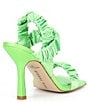 Color:Apple Green - Image 2 - Vanya Matte Satin Scrunched Square Toe Dress Sandals