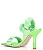 Color:Apple Green - Image 3 - Vanya Matte Satin Scrunched Square Toe Dress Sandals