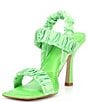 Color:Apple Green - Image 4 - Vanya Matte Satin Scrunched Square Toe Dress Sandals