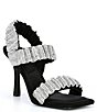 Color:Black - Image 1 - VanyaTwo Scrunched Rhinestone Embellished Dress Sandals