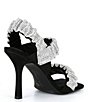 Color:Black - Image 2 - VanyaTwo Scrunched Rhinestone Embellished Dress Sandals