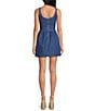 Gianni Bini Violet Scoop Neck Sleeveless Stretch Denim A-Line Mini Dress, Color:Dark Wash - Image 2