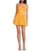 Gianni Bini Violet Square Neck Sleeveless Linen Blend Mini Shift Dress, Color:Apricot - Image 1