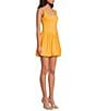 Gianni Bini Violet Square Neck Sleeveless Linen Blend Mini Shift Dress, Color:Apricot - Image 3