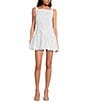 Gianni Bini Vitasta Square Neck Embroidered Cotton Bubble Hem Mini Dress, Color:White - Image 1