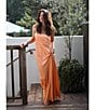 Color:Sunset - Image 4 - x Caelynn Bell Jai Satin Strapless Tie Back Sheath Maxi Dress