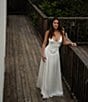 Color:White - Image 5 - x Caelynn Bell Mary Satin Chiffon V-Neck Sleeveless Drop Waist Maxi Dress