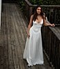 Color:White - Image 6 - x Caelynn Bell Mary Satin Chiffon V-Neck Sleeveless Drop Waist Maxi Dress