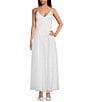 Color:White - Image 1 - x Caelynn Bell Mary Satin Chiffon V-Neck Sleeveless Drop Waist Maxi Dress