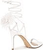 Color:White - Image 2 - x Caelynn Bell Papillon Fabric Flower Ankle Wrap Dress Sandals