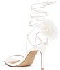 Color:White - Image 3 - x Caelynn Bell Papillon Fabric Flower Ankle Wrap Dress Sandals