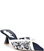 Color:Navy/White - Image 1 - x Caelynn Bell Tivoli Floral Pointed Toe Dress Mules