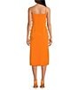 Color:Sunset - Image 3 - x Caelynn Bell Tori Crepe Side Button Cut Out Bodycon Strapless Midi Dress