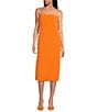 Color:Sunset - Image 6 - x Caelynn Bell Tori Crepe Side Button Cut Out Bodycon Strapless Midi Dress