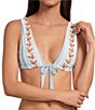 Gianni Bini x Cyd Morris The Lou Dainty Floral Stripe Tie Front Triangle Swim Top - Image 1
