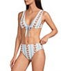 Gianni Bini x Cyd Morris The Lou Dainty Floral Stripe Tie Front Triangle Swim Top - Image 3