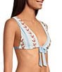 Gianni Bini x Cyd Morris The Lou Dainty Floral Stripe Tie Front Triangle Swim Top - Image 4