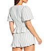 Gianni Bini x Cyd Morris The Abigail Stripe Print V-Neck Short Sleeve Tie Front Coordinating Blouse - Image 2