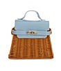 Gianni Bini x Cyd Morris The Dottie Mini Cornflower Wicker Satchel Bag - Image 1