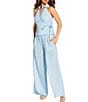 Gianni Bini x Cyd Morris The Kiki Printed Collared Halter Neck Sleeveless Wrap Tie Coordinating Blouse - Image 4