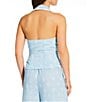 Gianni Bini x Cyd Morris The Kiki Printed Collared Halter Neck Sleeveless Wrap Tie Coordinating Blouse - Image 2