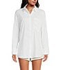 Color:White - Image 2 - x DANNIJO Chloe Button-Front Point Collar Cotton Long Sleeve Blouse