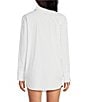 Color:White - Image 3 - x DANNIJO Chloe Button-Front Point Collar Cotton Long Sleeve Blouse