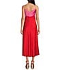 Gianni Bini x DANNIJO Helena Satin Two-Tone Color Block Scoop Neck Midi Slip Dress, Color:Red/Pink - Image 2