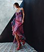 Gianni Bini x DANNIJO Isabella Printed V-Neck Sleeveless Ruffle Crinkle Chiffon Maxi Dress, Color:Purple Scarf - Image 4
