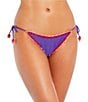 Gianni Bini x DANNIJO Kyla Solid Crochet Trim Side Tie Swim Bottom, Color:Royal Purple - Image 1