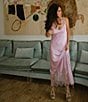 Color:Lavender - Image 1 - x DANNIJO Lola Semi Sweetheart Sleeveless Lace Hem Satin Slip Maxi Dress