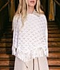 Gianni Bini x Hadley Greene Castleman Crochet Knit Boat Neck Fringe Trim Pullover Cape - Image 1