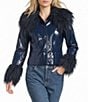 Gianni Bini x Hadley Greene Federica Coated Fur Trim Collared Long Sleeve Jacket - Image 2