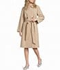 Gianni Bini x Hadley Greene Krissy Khaki Collared Long Sleeve Belted Trench Coat - Image 2