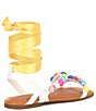 Color:Multi - Image 3 - x Jess Southern Ashley Rainbow Bead Detail Ankle Wrap Sandals