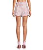 Color:Ivory Floral - Image 3 - x Jess Southern Bardot Jacquard Floral High Rise Belted Flare Shorts