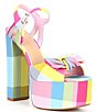 Color:Multi - Image 2 - x Jess Southern Carrie Plaid Knotted Bow Platform Sandals