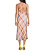 Color:Multi plaid - Image 3 - x Jess Southern Shelby One Shoulder Chain Satin Plaid Sheath Midi Dress