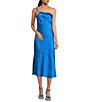 Color:Carribean - Image 3 - x Jess Southern Shelby One Shoulder Chain Satin Sheath Midi Dress