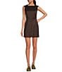 Gianni Bini x Lilly Sisto Blakely Taffeta Boat Neck Bow Detail Sleeveless Scoop Back Mini Dress, Color:Espresso - Image 1