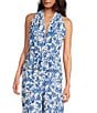 Gianni Bini x Shea Leigh Mills Amalfi Printed Satin Coordinating Halter Top, Color:Blue Tropical - Image 2