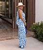 Gianni Bini x Shea Leigh Mills Amalfi Printed Satin Coordinating Halter Top, Color:Blue Tropical - Image 5