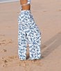 Gianni Bini x Shea Leigh Mills Amalfi Printed Satin Coordinating Trouser Pants, Color:Blue Tropical - Image 1