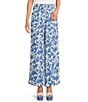 Gianni Bini x Shea Leigh Mills Amalfi Printed Satin Coordinating Trouser Pants, Color:Blue Tropical - Image 2