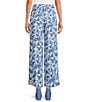 Gianni Bini x Shea Leigh Mills Amalfi Printed Satin Coordinating Trouser Pants, Color:Blue Tropical - Image 3