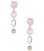 Gianni Bini x Shea Leigh Mills Ashley Tulip Rhinestone Pearl Linear Earrings, Color:Pink - Image 2
