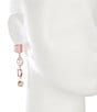 Gianni Bini x Shea Leigh Mills Ashley Tulip Rhinestone Pearl Linear Earrings, Color:Pink - Image 3