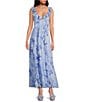 Gianni Bini x Shea Leigh Mills Bre Floral Printed Georgette Ruffle Dress, Color:Blue Floral - Image 2