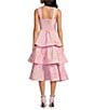 Gianni Bini x Shea Leigh Mills Dolly Printed Sateen Tiered Midi Dress, Color:Bubblegum Pink - Image 2